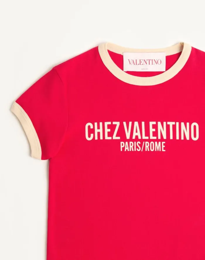 Valentino Tshirts And Sweatshirts Woman Jersey Cotton Tshirt For Woman In Ivoryelectric Blue Ivoryelectric Blue Valentino Tshirts And Sweatshirts Woman Jersey Cotton Tshirt For Woman In Ivoryelectric Blue Ivoryelectric Blue