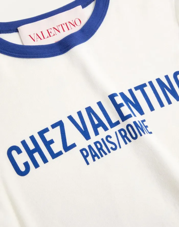 Valentino Tshirts And Sweatshirts Woman Jersey Cotton Tshirt For Woman In Ivoryelectric Blue Ivoryelectric Blue Valentino Tshirts And Sweatshirts Woman Jersey Cotton Tshirt For Woman In Ivoryelectric Blue Ivoryelectric Blue