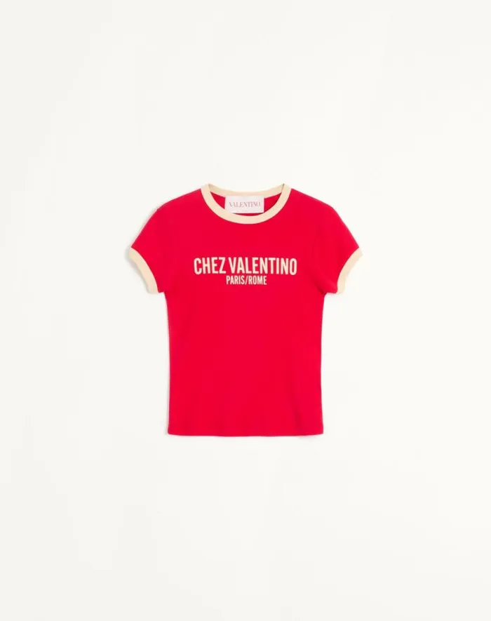 Valentino Tshirts And Sweatshirts Woman Jersey Cotton Tshirt For Woman In Ivoryelectric Blue Ivoryelectric Blue Valentino Tshirts And Sweatshirts Woman Jersey Cotton Tshirt For Woman In Ivoryelectric Blue Ivoryelectric Blue