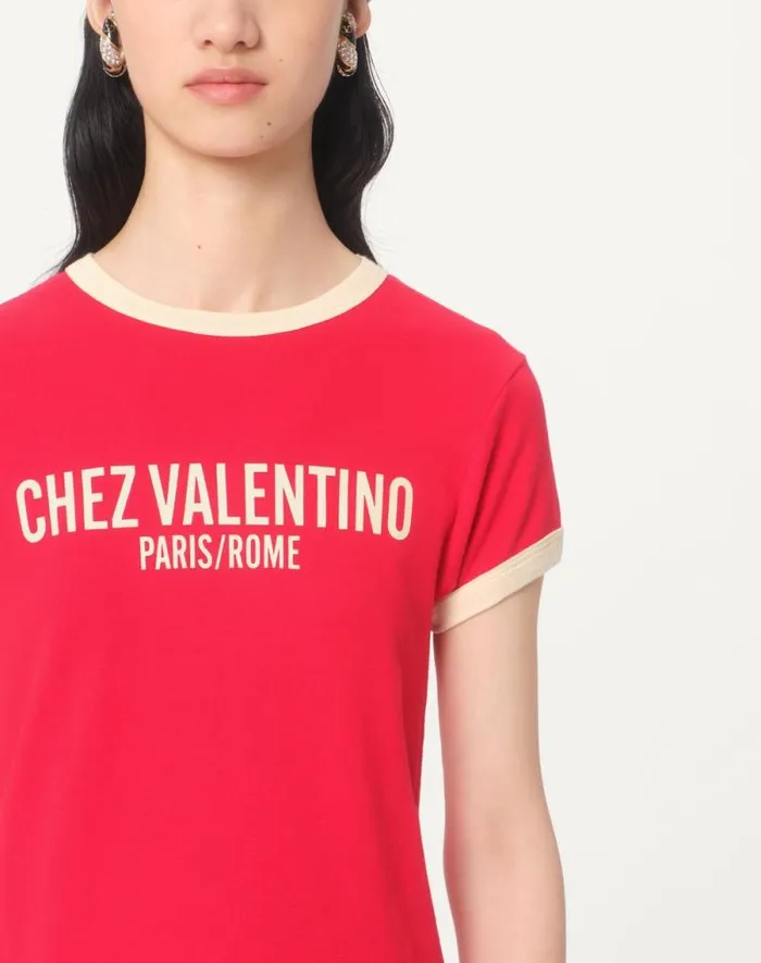 Valentino Tshirts And Sweatshirts Woman Jersey Cotton Tshirt For Woman In Ivoryelectric Blue Ivoryelectric Blue Valentino Tshirts And Sweatshirts Woman Jersey Cotton Tshirt For Woman In Ivoryelectric Blue Ivoryelectric Blue