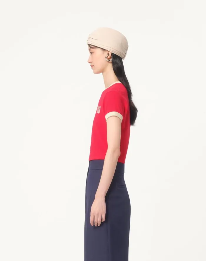 Valentino Tshirts And Sweatshirts Woman Jersey Cotton Tshirt For Woman In Ivoryelectric Blue Ivoryelectric Blue Valentino Tshirts And Sweatshirts Woman Jersey Cotton Tshirt For Woman In Ivoryelectric Blue Ivoryelectric Blue