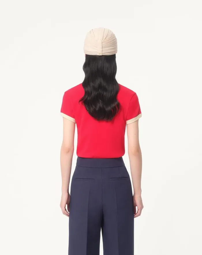 Valentino Tshirts And Sweatshirts Woman Jersey Cotton Tshirt For Woman In Ivoryelectric Blue Ivoryelectric Blue Valentino Tshirts And Sweatshirts Woman Jersey Cotton Tshirt For Woman In Ivoryelectric Blue Ivoryelectric Blue