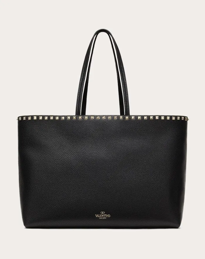 Valentino Totes Woman Rockstud Grainy Calfskin Tote Bag For Woman In Poudre Poudre Valentino Totes Woman Rockstud Grainy Calfskin Tote Bag For Woman In Poudre Poudre