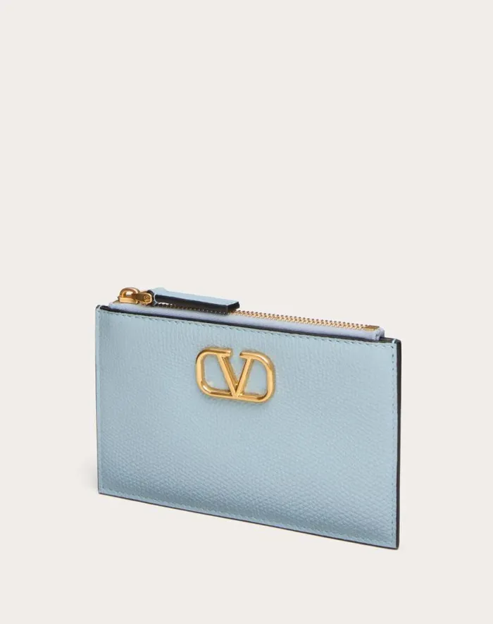 Valentino Wallets And Small Leather Goods Woman Vlogo Signature Grainy Calfskin Cardholder For Woman In Black Black