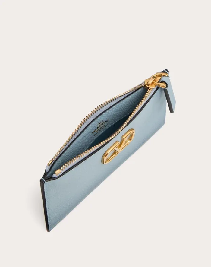 Valentino Wallets And Small Leather Goods Woman Vlogo Signature Grainy Calfskin Cardholder For Woman In Black Black
