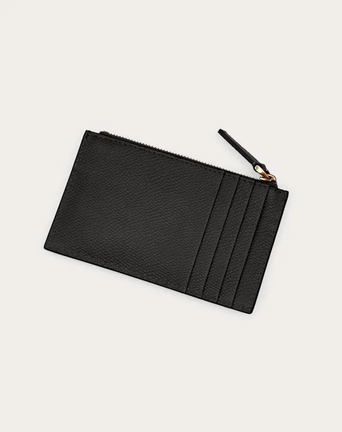 Valentino Wallets And Small Leather Goods Woman Vlogo Signature Grainy Calfskin Cardholder For Woman In Black Black