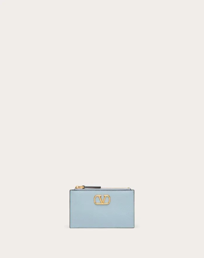 Valentino Wallets And Small Leather Goods Woman Vlogo Signature Grainy Calfskin Cardholder For Woman In Black Black