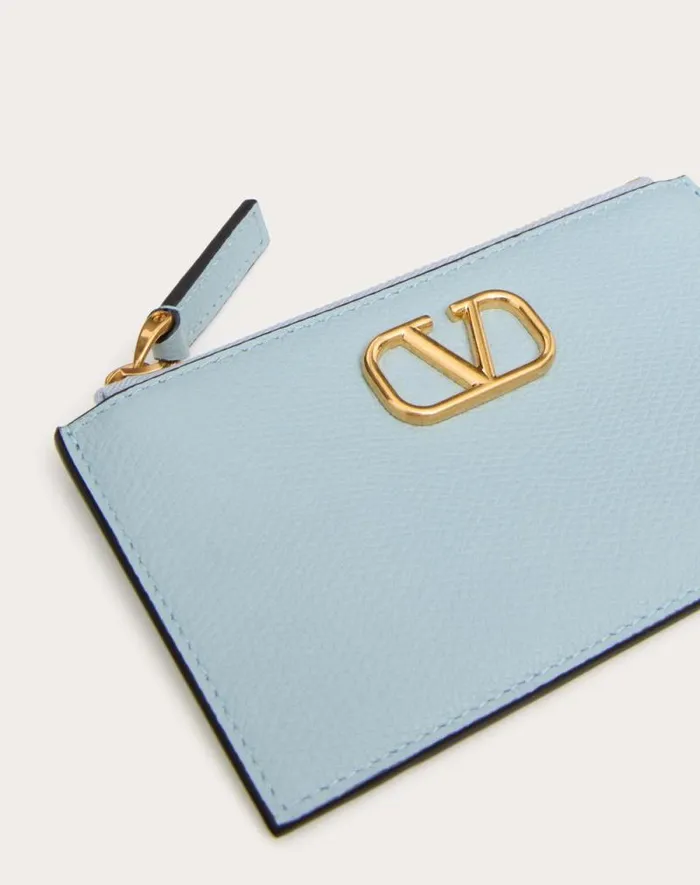 Valentino Wallets And Small Leather Goods Woman Vlogo Signature Grainy Calfskin Cardholder For Woman In Black Black