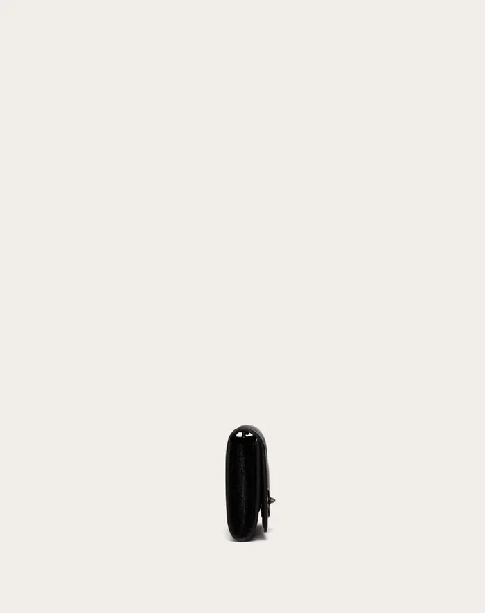 Valentino Wallets And Small Leather Goods Woman Vlogo The Bold Edition Eel Skin Wallet With Shoulder Strap For Woman In Black Black Valentino Wallets And Small Leather Goods Woman Vlogo The Bold Edition Eel Skin Wallet With Shoulder Strap For Woman In Black Black