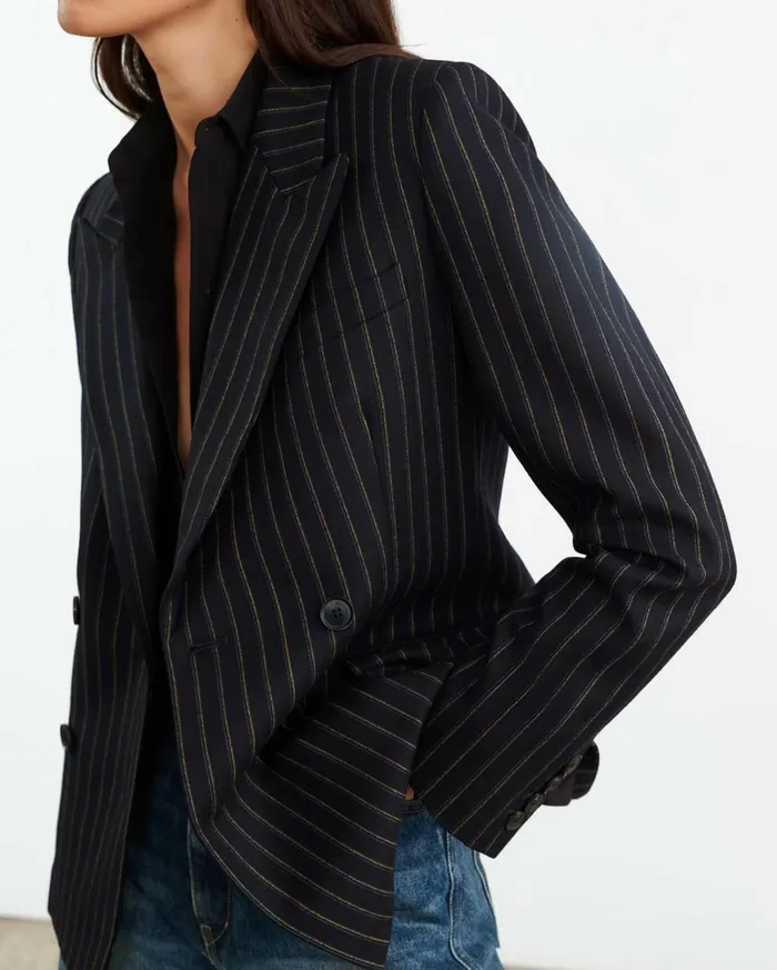 VEDA JACKET Nightfall Pinstripes Women Nili Lotan Jackets and Blazers