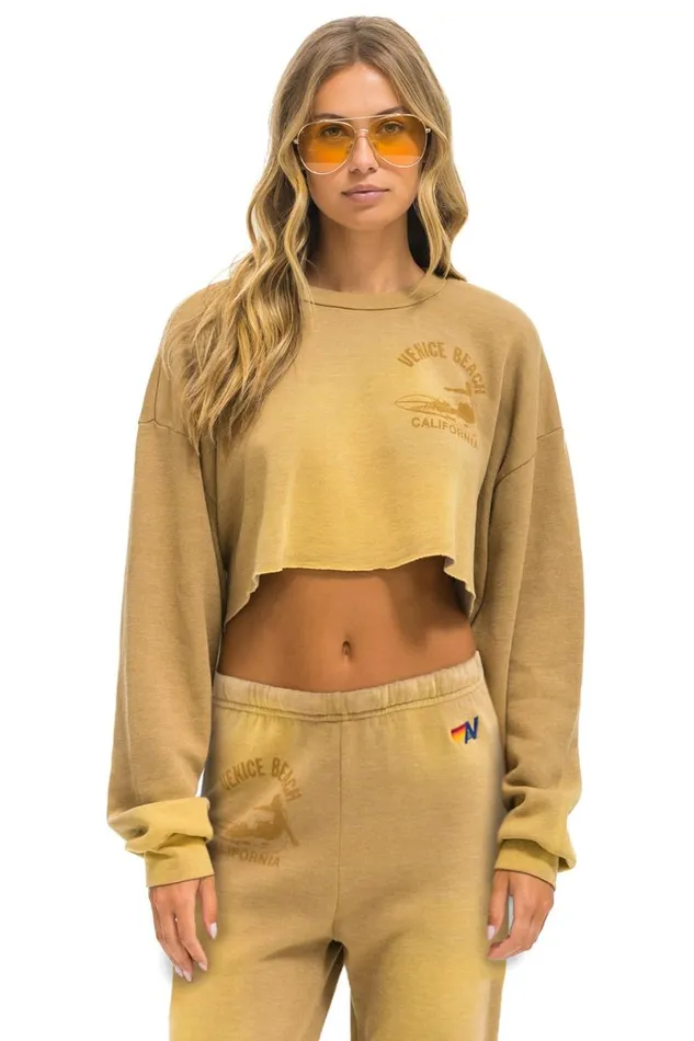 Venice Surfer Cropped Crew Sweatshirt Relaxed 8211 Faded Tan Women Aviator Nation Sweatshirts Venice Surfer Cropped Crew Sweatshirt Relaxed 8211 Faded Tan Women Aviator Nation Sweatshirts