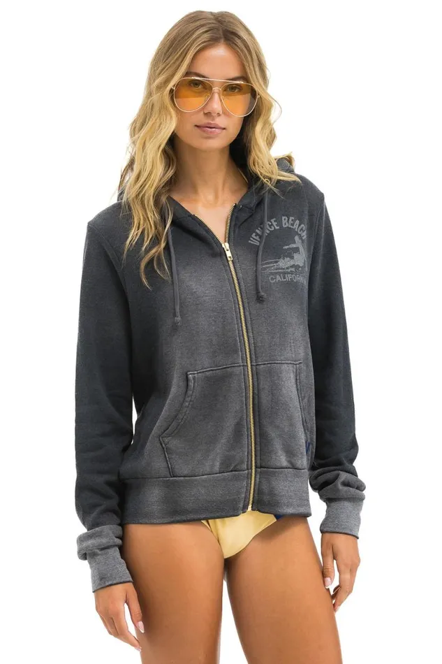 Venice Surfer Zip Hoodie 8211 Faded Smoke WomenMen Aviator Nation Hoodies