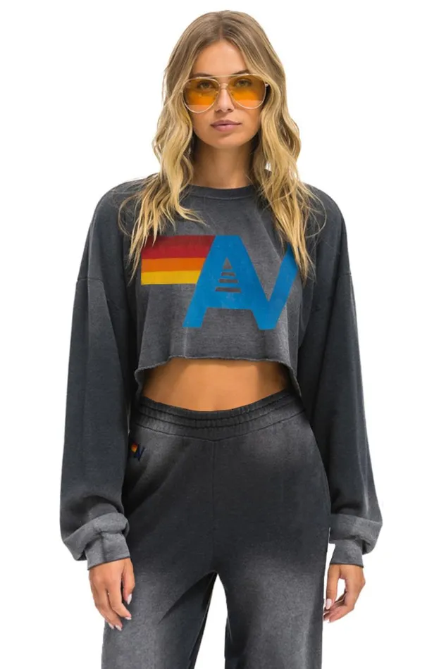 Vintage Logo Cropped Crew Sweatshirt Relaxed 8211 Faded Smoke Women Aviator Nation Sweatshirts Vintage Logo Cropped Crew Sweatshirt Relaxed 8211 Faded Smoke Women Aviator Nation Sweatshirts