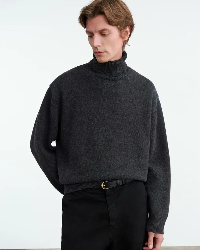 VINTON SWEATER Dark Charcoal Melange Men Nili Lotan Sweaters