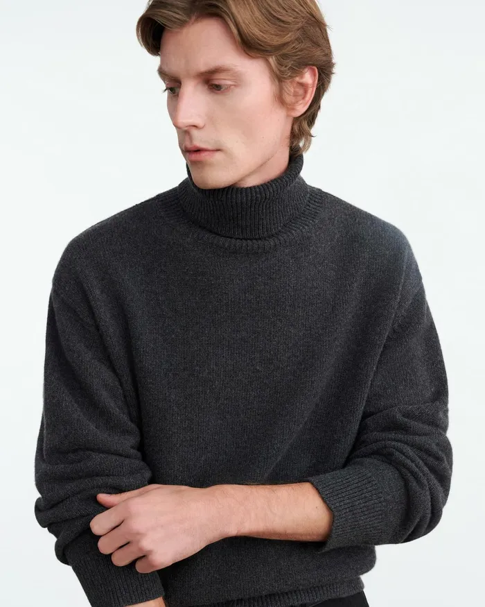 VINTON SWEATER Dark Charcoal Melange Men Nili Lotan Sweaters