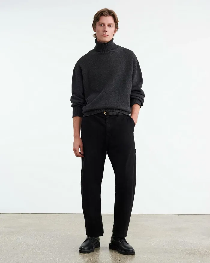 VINTON SWEATER Dark Charcoal Melange Men Nili Lotan Sweaters