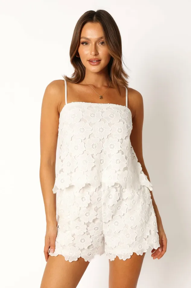 Violet Short Set White Women Matching Sets Petal and Pup
