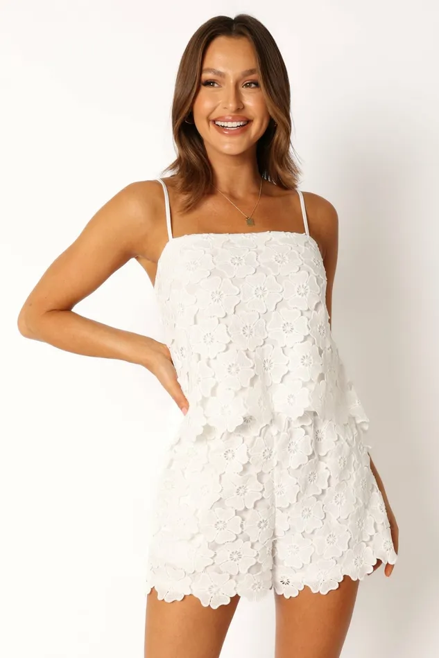 Violet Short Set White Women Matching Sets Petal and Pup
