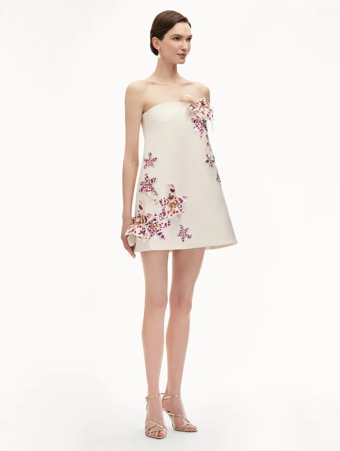 Watercolor Orchid Cocktail Dress Ivory Women Oscar De La Renta Dresses Watercolor Orchid Cocktail Dress Ivory Women Oscar De La Renta Dresses