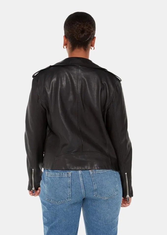 Whistles Coats and Jackets Black Black Agnes Leather Jacket 8211 Women Whistles Coats and Jackets Black Black Agnes Leather Jacket 8211 Women