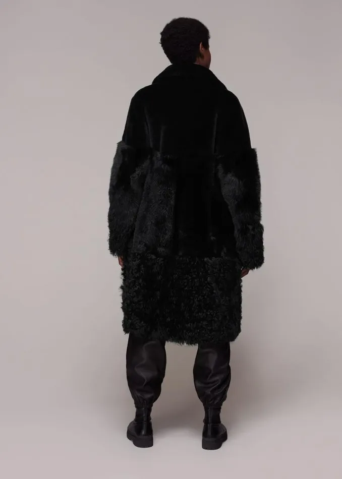 Whistles Coats and Jackets Black Cossma Shearling Longline Coat 8211 Women