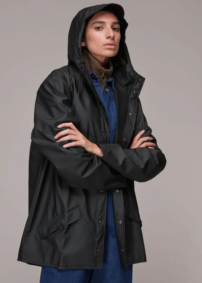 Whistles Coats and Jackets Black Rains Hooded Jacket 8211 Women