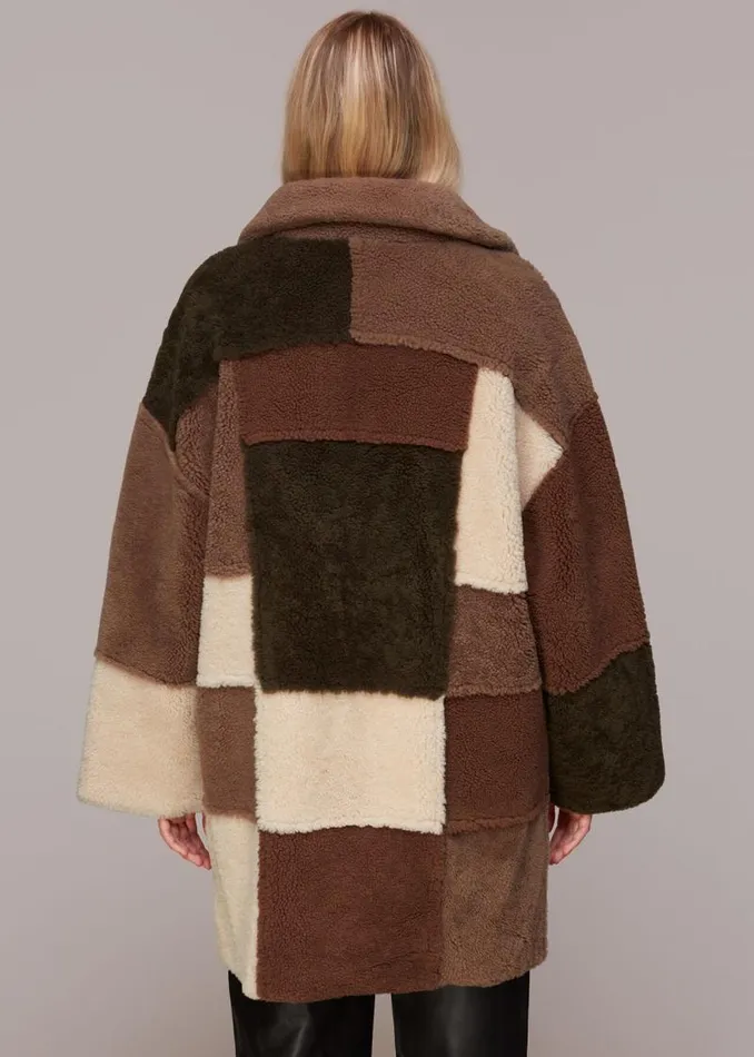 Whistles Coats and Jackets Brown Reversible Patchwork Coat 8211 Women