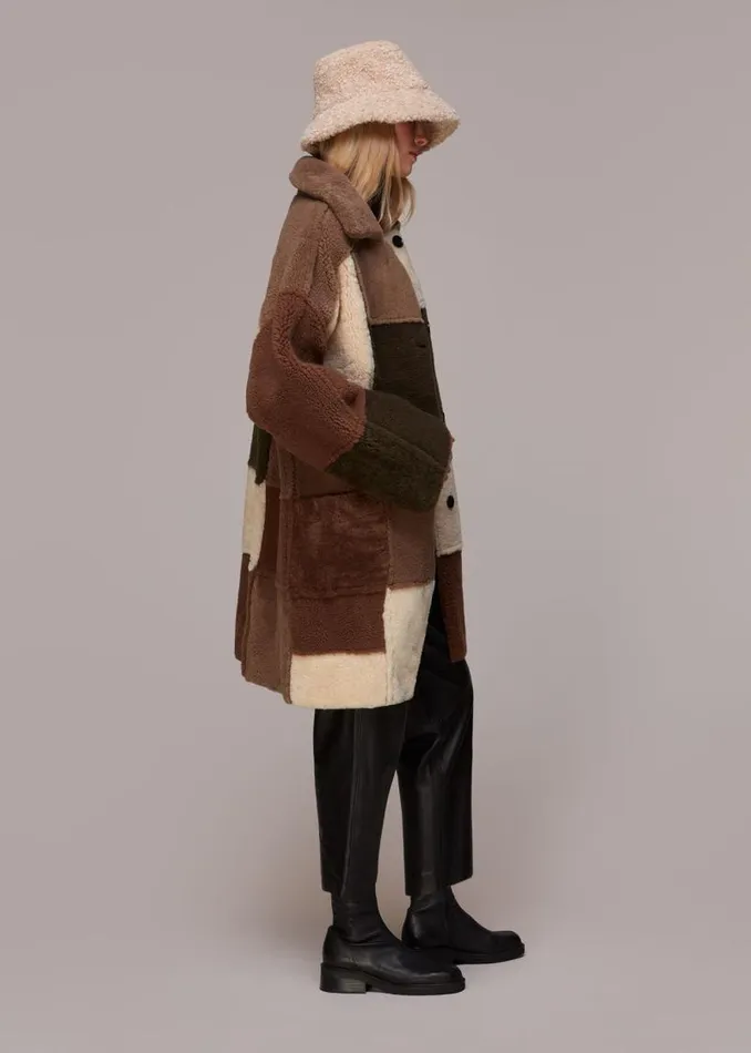Whistles Coats and Jackets Brown Reversible Patchwork Coat 8211 Women