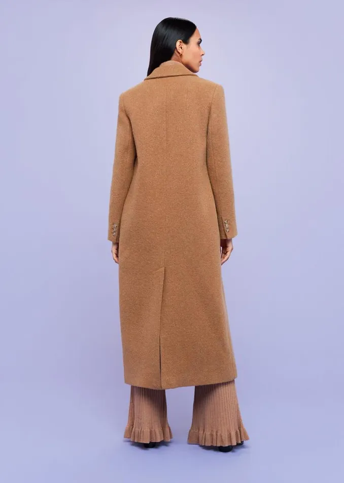 Whistles Coats and Jackets Camel Textured Wool Blend Coat 8211 Women