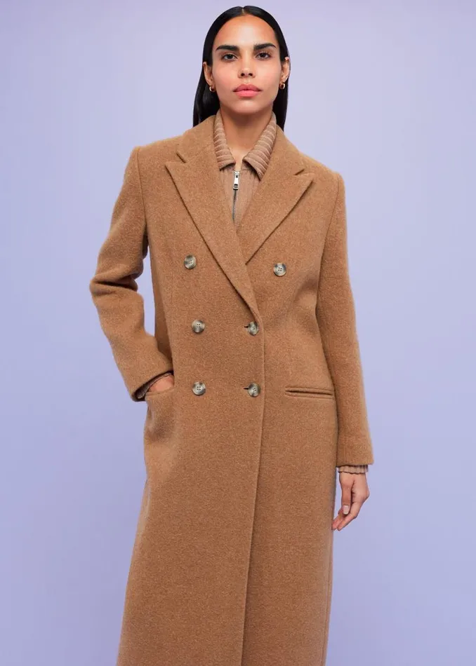 Whistles Coats and Jackets Camel Textured Wool Blend Coat 8211 Women