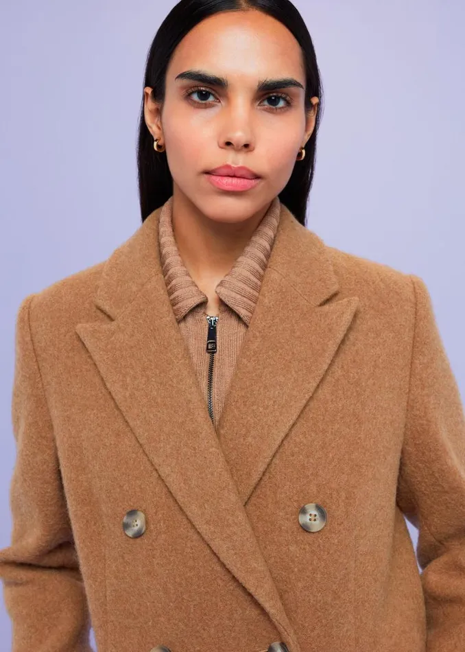 Whistles Coats and Jackets Camel Textured Wool Blend Coat 8211 Women