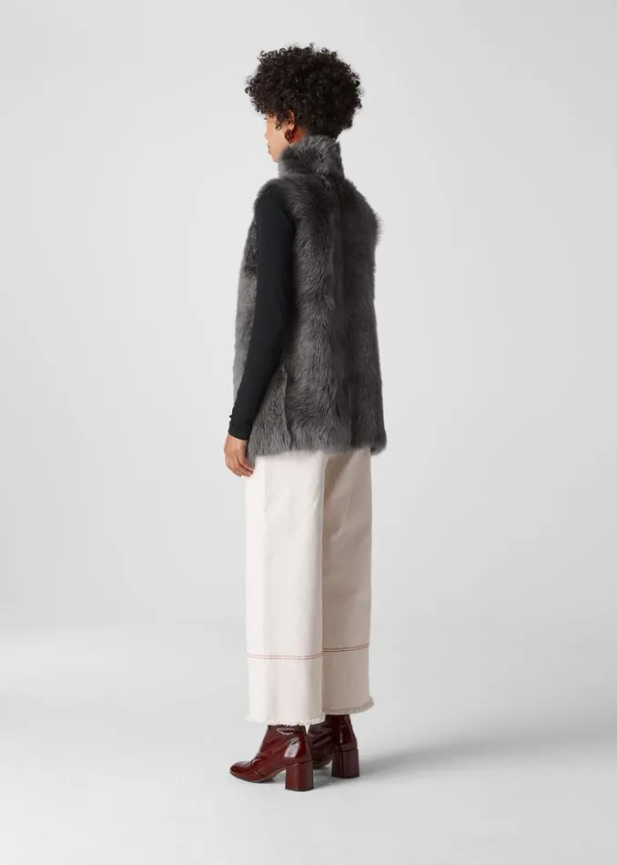 Whistles Coats and Jackets Grey Sheepskin Reversible Gilet 8211 Women