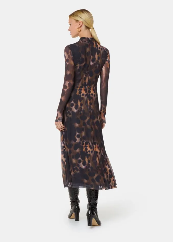 Whistles Dresses Misty Leopard Mesh Dress 8211 Women