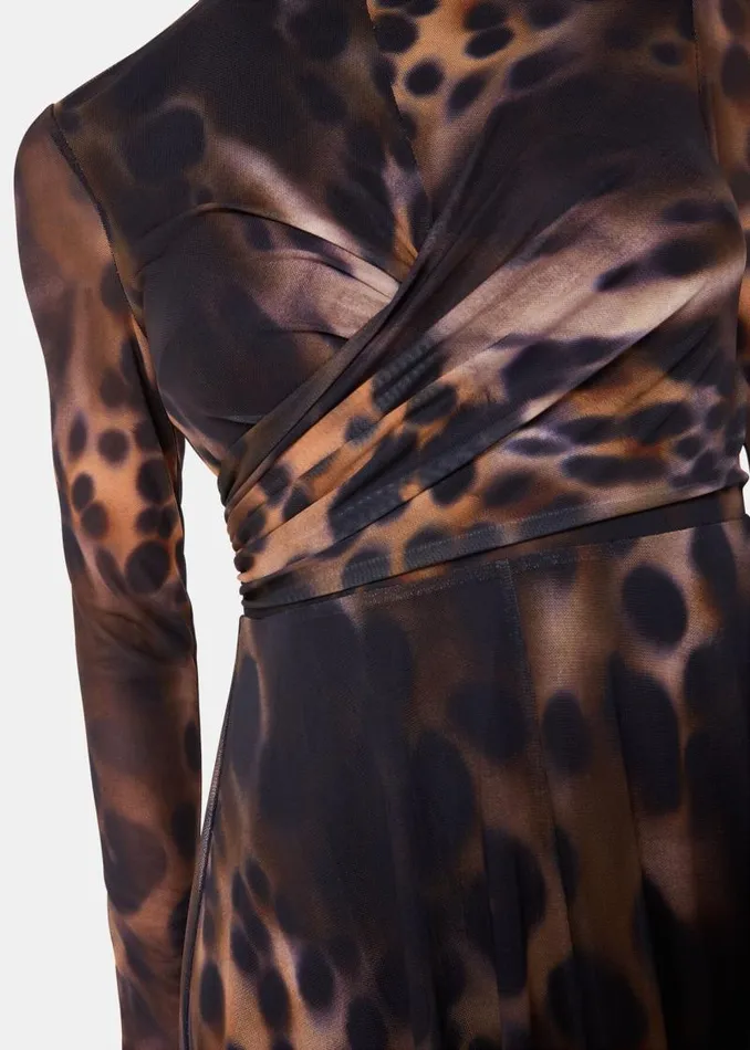 Whistles Dresses Misty Leopard Mesh Dress 8211 Women
