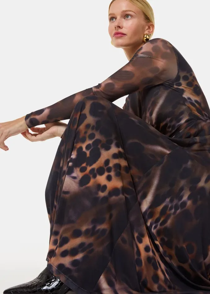 Whistles Dresses Misty Leopard Mesh Dress 8211 Women