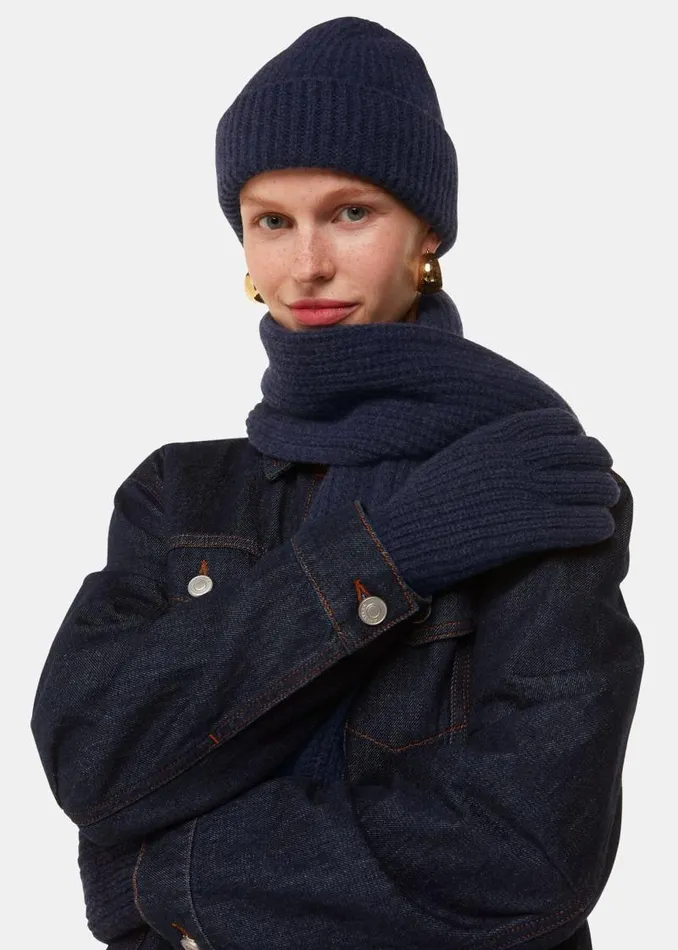 Whistles Hats Gloves and Scarves Navy Lambswool Scarf 8211 Women