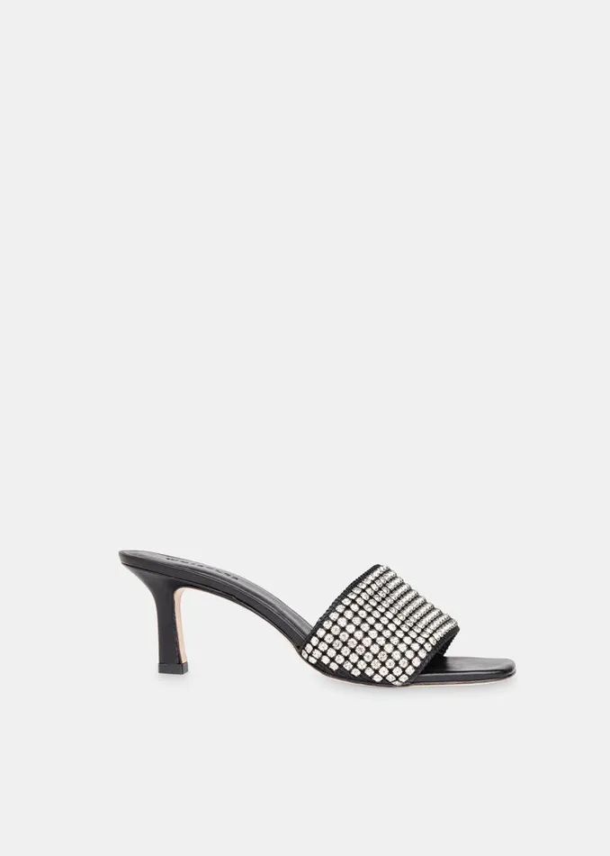 Whistles Heels Black Adella Diamante Slip On Mule 8211 Women