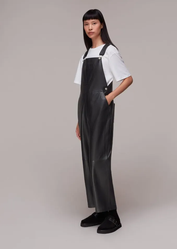 Whistles Jumpsuits Black Peyton Leather Dungarees 8211 Women