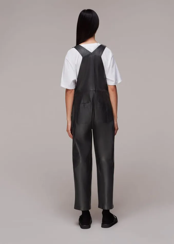 Whistles Jumpsuits Black Peyton Leather Dungarees 8211 Women