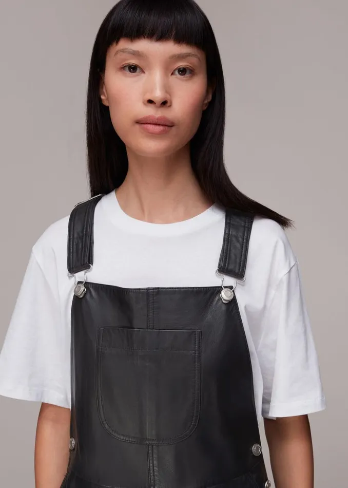 Whistles Jumpsuits Black Peyton Leather Dungarees 8211 Women