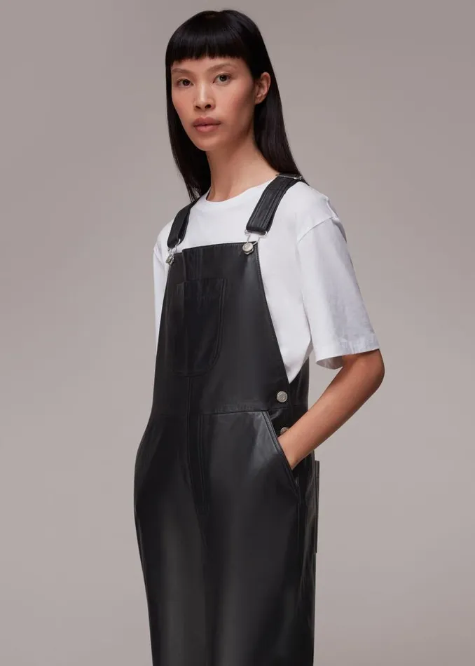 Whistles Jumpsuits Black Peyton Leather Dungarees 8211 Women