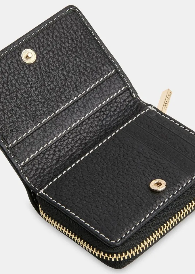 Whistles Leather Black Koa Contrast Stitch Purse 8211 Women