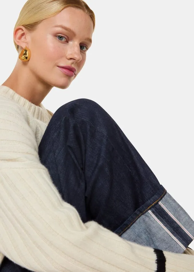 Whistles Pants Dark Denim Turn Up Selvedge Jean 8211 Women