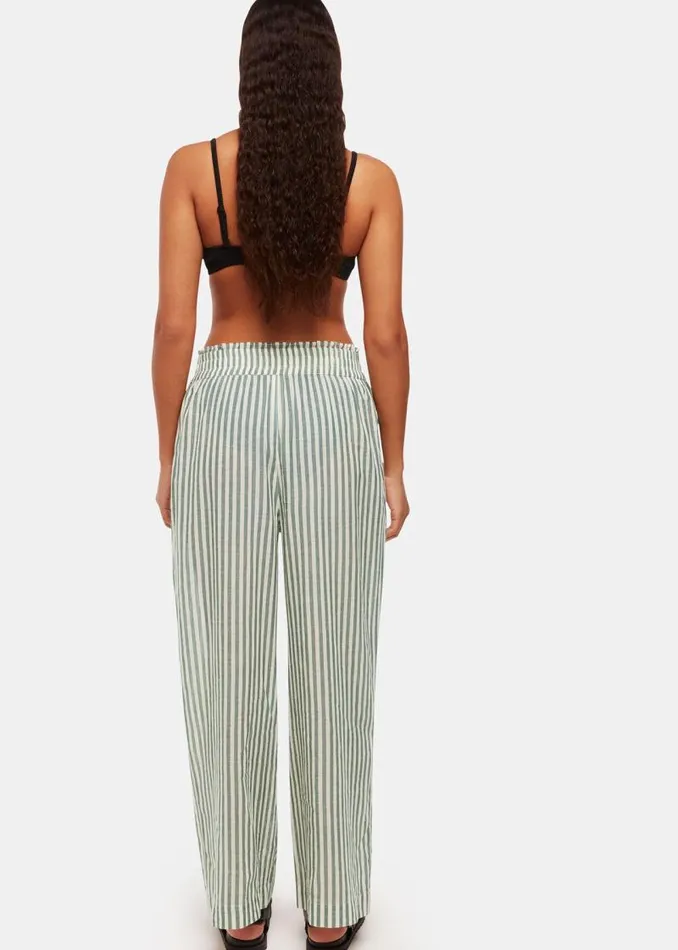 Whistles Pants Green Stripe Beach Pants 8211 Women