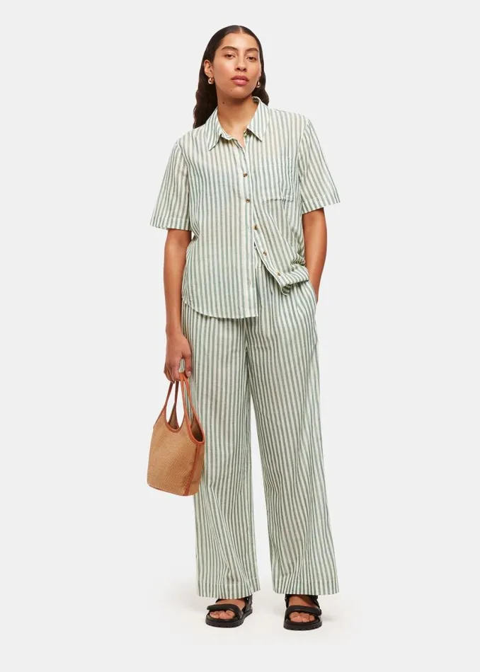 Whistles Pants Green Stripe Beach Pants 8211 Women