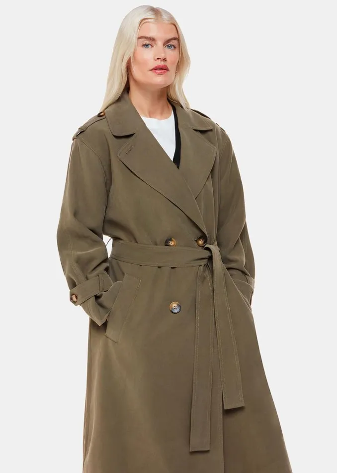 Whistles Petite Coats and Jackets Khaki Petite Riley Trench Coat 8211 Women