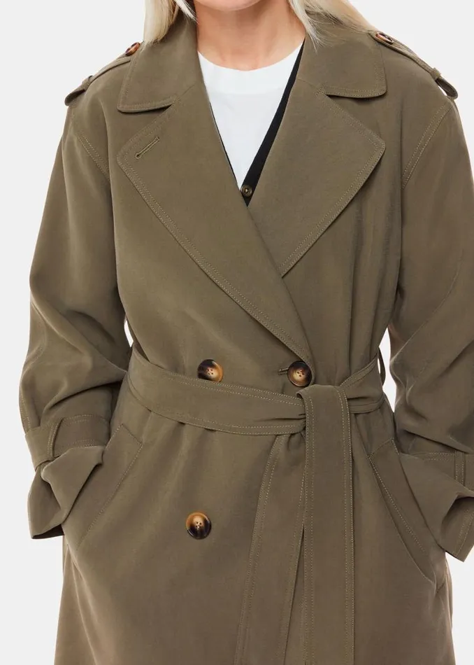 Whistles Petite Coats and Jackets Khaki Petite Riley Trench Coat 8211 Women
