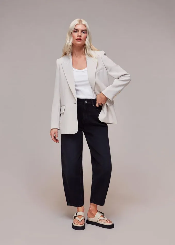 Whistles Petite Coats and Jackets Neutral Petite Crepe Boyfriend Blazer 8211 Women