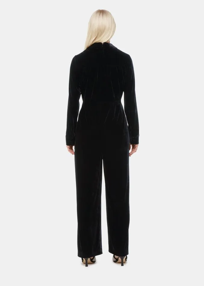 Whistles Petite Dresses and Jumpsuits Black Petite Wrap Velvet Jumpsuit 8211 Women