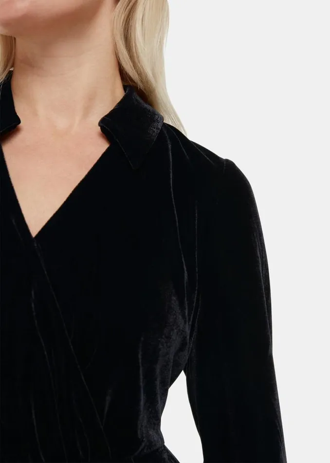 Whistles Petite Dresses and Jumpsuits Black Petite Wrap Velvet Jumpsuit 8211 Women